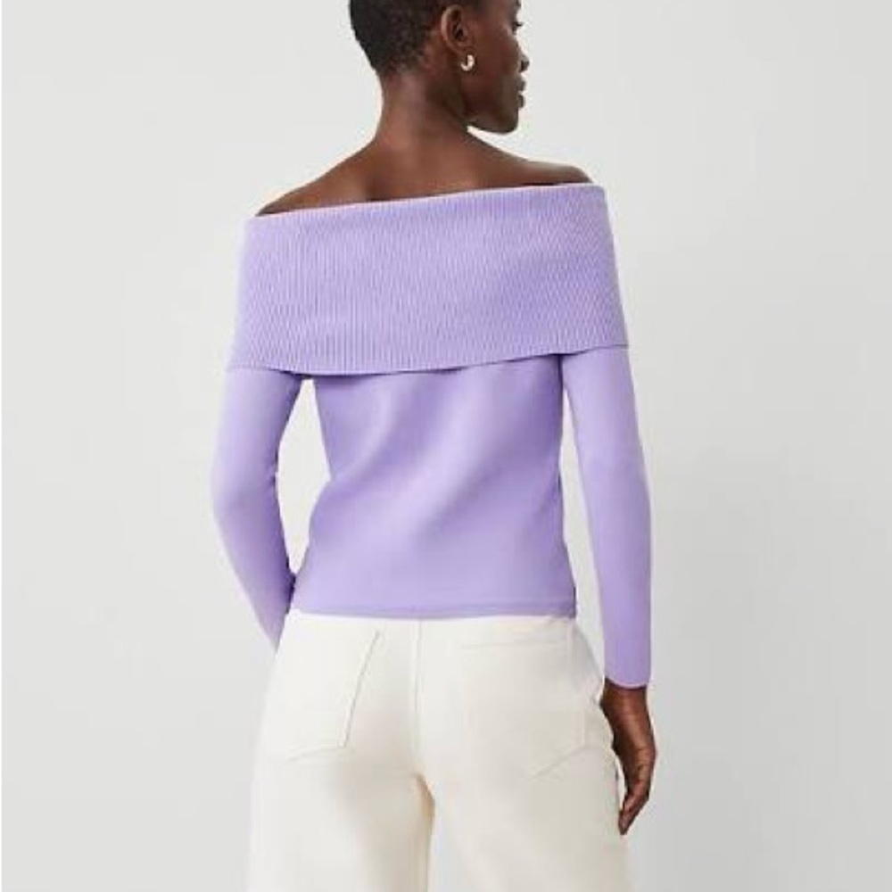 Ann Taylor Lavender off the shoulder Sweater
